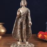 Pure Brass Standing Lord Buddha Statue | 11" Height | Fully Engraved Design | Sacred Art Collection | Traditional Craftsmanship | Premium Decor | Jaipurio